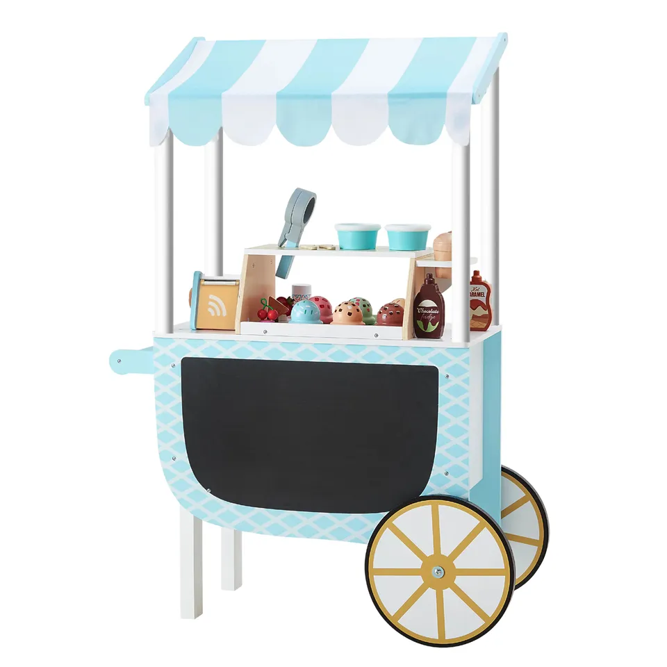 BOXED TEAMSON KIDS MY LITTLE HELPER ICE CREAM CART & ACCESSORIES, BLUE/WHITE
