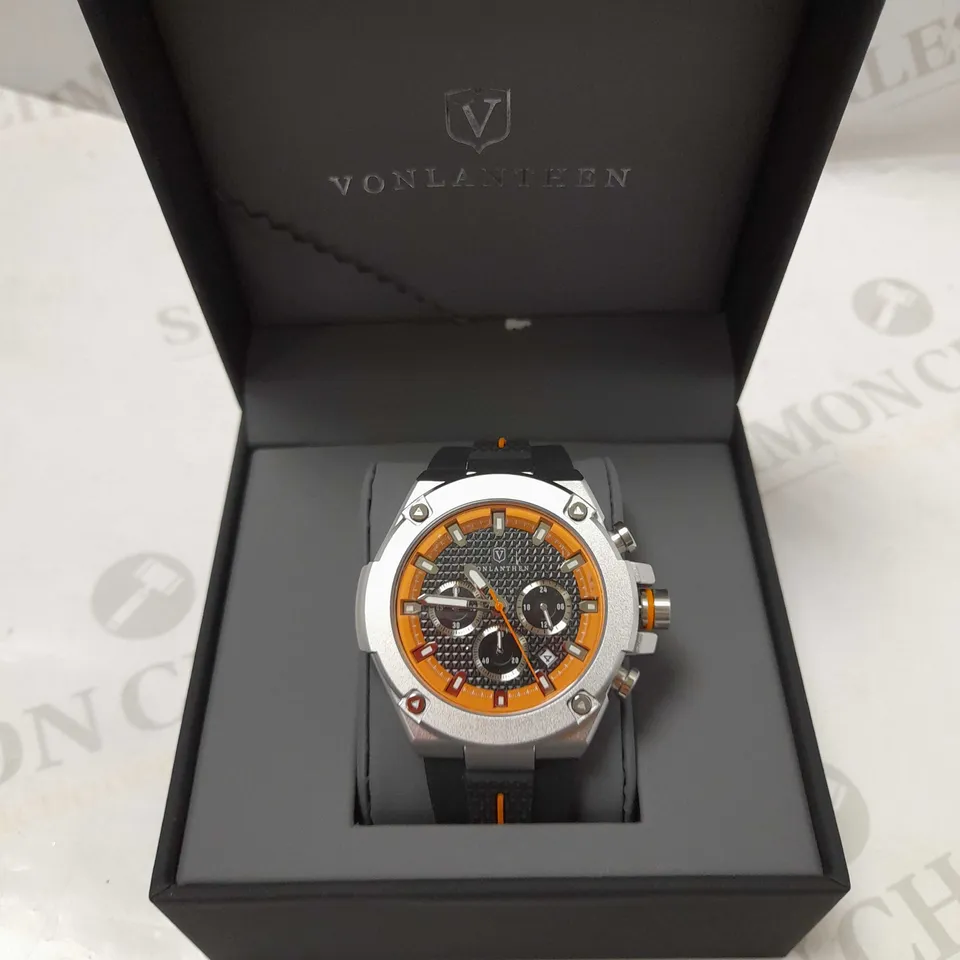 VONLANTHEN CHRONO TRIPLE DIAL BLACK RUBBER STRAP WATCH
