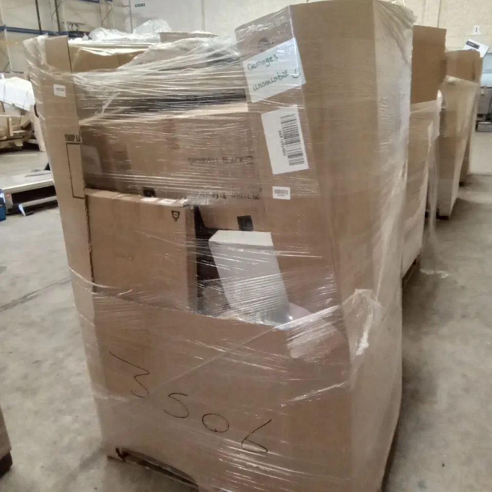 PALLET OF ASSORTED ITEMS INCLUDING CONDIMENT HOLDER, ALUMINIUM FRAME WHITE BOARD, LLIVEKIT AIR FRYER, YUDA TOWEL RACK, HOMIDEC TELESCOPIC LADDER, MOOLAN STEAM MOP