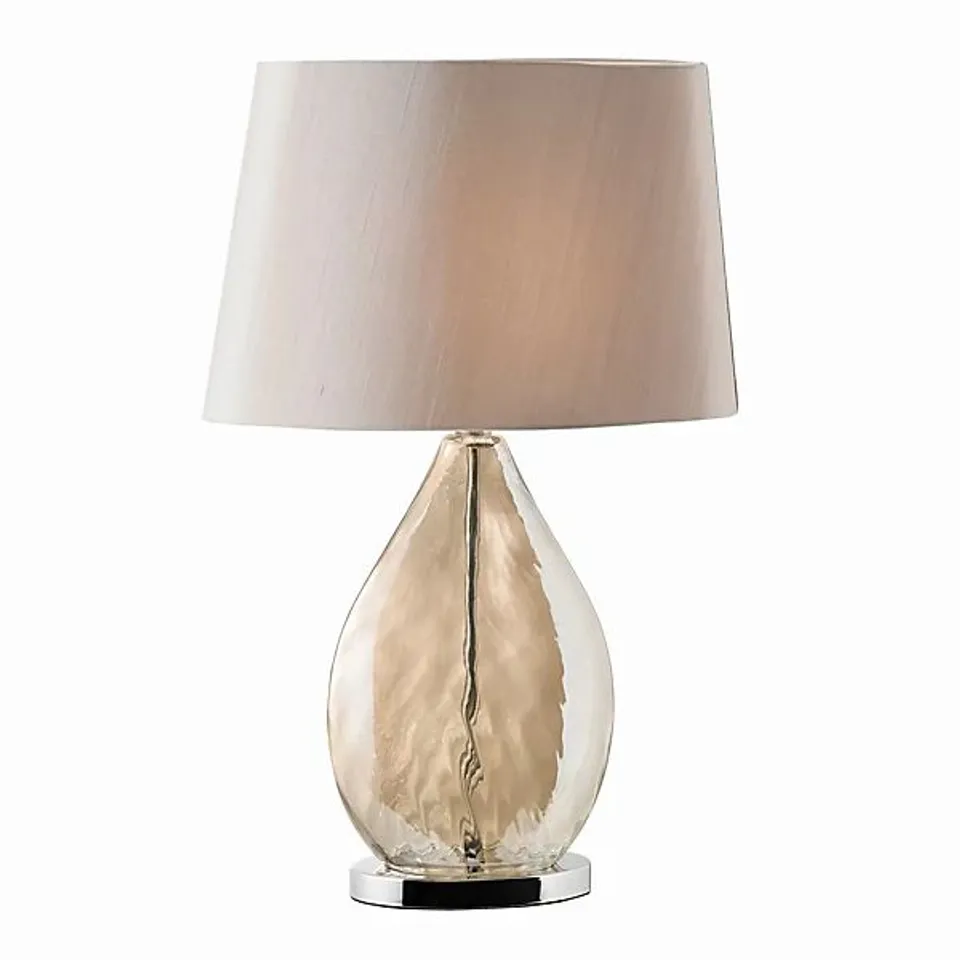 BOXED LUMINOSA KEW TABLE LAMP GOLD EFFECT, GLASS, MINK SILK EFFECT, E27