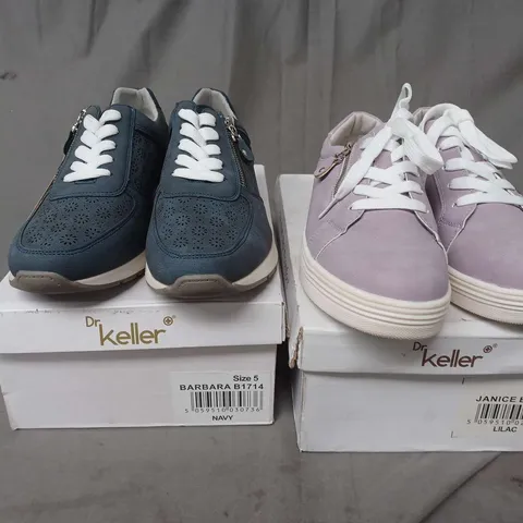 APPROXIMATELY 12 PAIRS OF BOXED DR KELLER SHOES TO INCLUDE BARBARA TRAINERS IN NAVY SIZE 5 & BARBARA TRAINERS IN LILAC SIZE 5