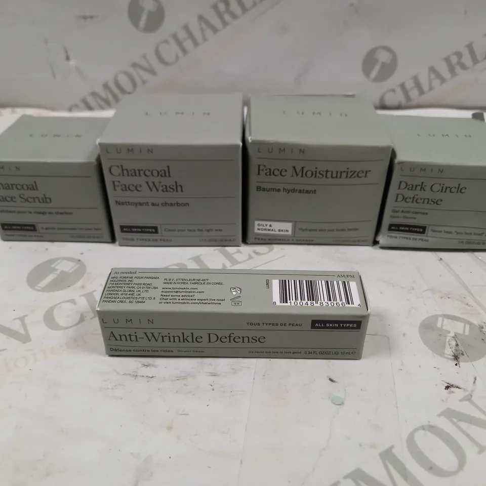 LUMIN SKIN CARE COLLECTION TO CONTAIN FACE MOISTURISER, CHARCOAL FACE WASH, DARK CIRCLE DEFENCE ETC 