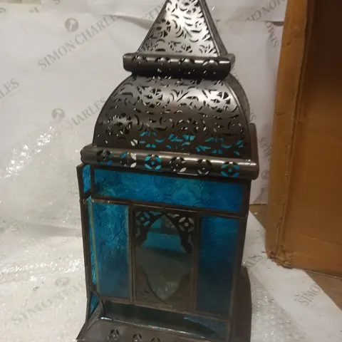 SUZIE BIDLAKE HANDMADE TALL INDIAN BLUE LANTERN