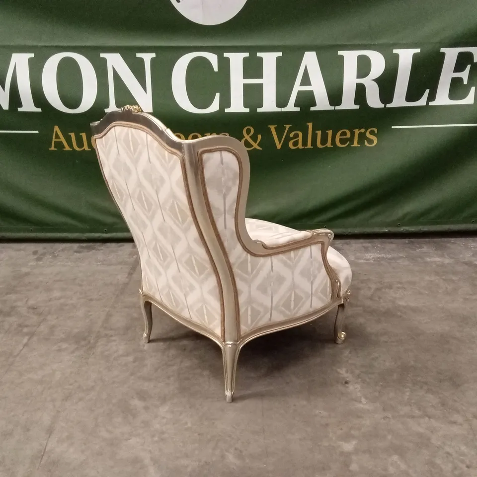 QUALITY HIGH-END DESIGNER FABRIC WINGBACK ACCENT CHAIR