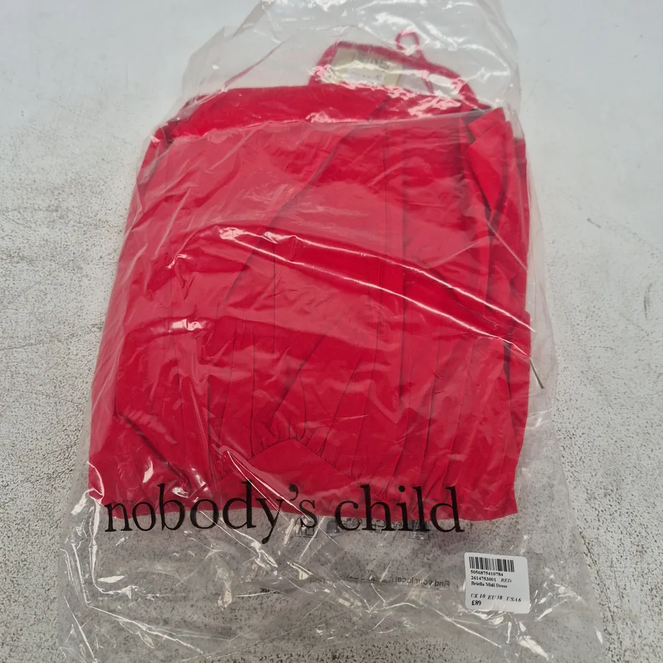 NOBODY'S CHILD BRIELLA MIDI DRESS - RED, UK 10