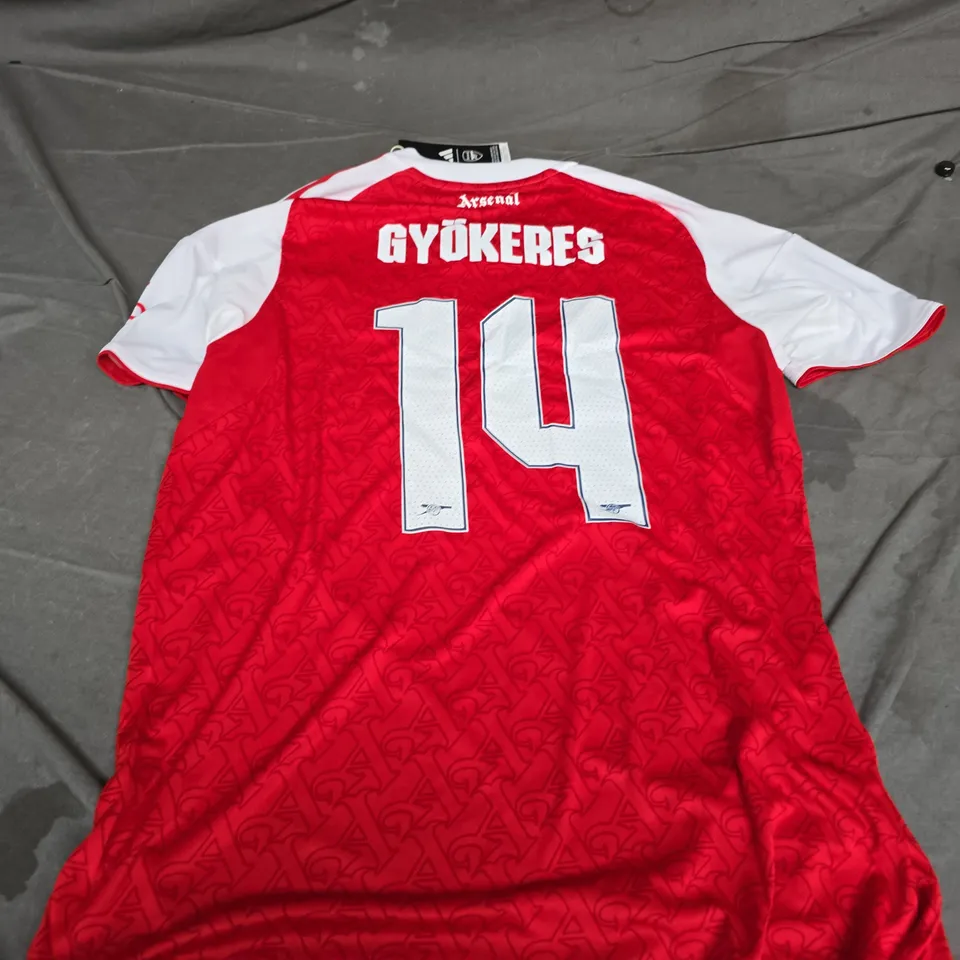ARSENAL FC FOOTBALL SHIRT – GYOKERES 14 (ADIDAS, OFFICIAL LICENSED PRODUCT) - UK LARGE