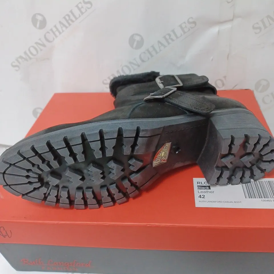 BOXED RUTH LANGSFORD CASUAL BOOTS, BLACK - SIZE 9 