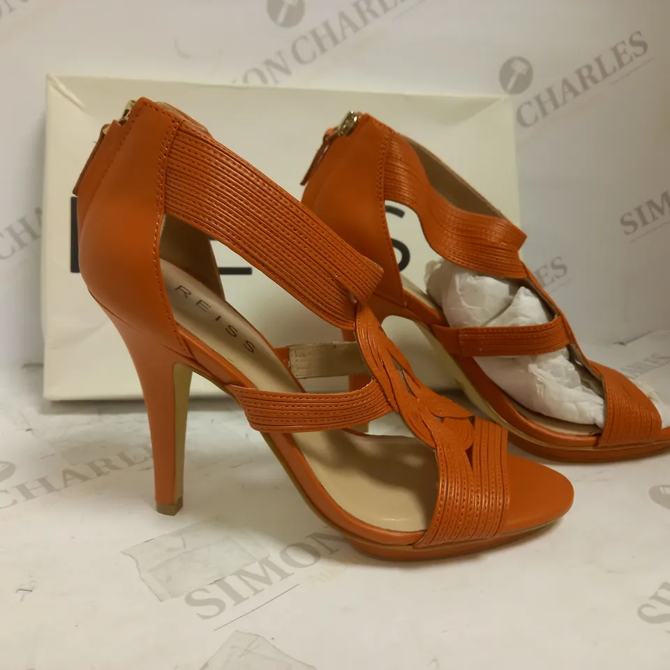 REISS LOTTIE STRAP DETAIL HEELED SANDALS CORAL UK 5