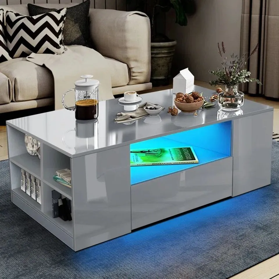 BOXED BREZE HIGH GLOSS 2 DRAWER COFFEE TABLE 