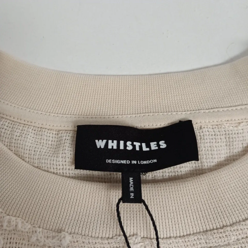 WHISTLES TEXTURED FLORAL JERSEY TOP – CREAM, SIZE L