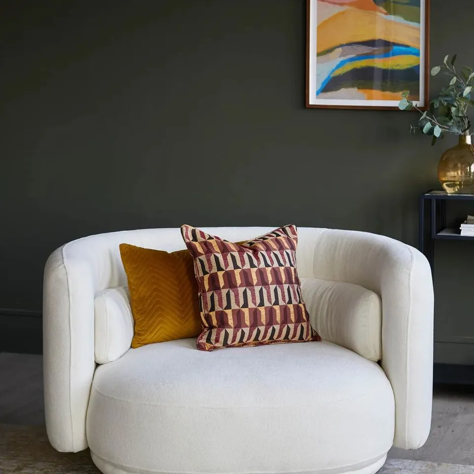 BOXED DANETTI HENRY IVORY BOUCLE SWIVEL LOVE SEAT