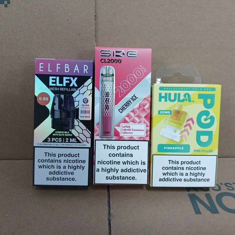 APPROXIAMTELY 15 ASSORTED VAPING PRODUCTS TO INCLUDE HULA, SIDE, ELFBAR, ETC - COLLECTION ONLY