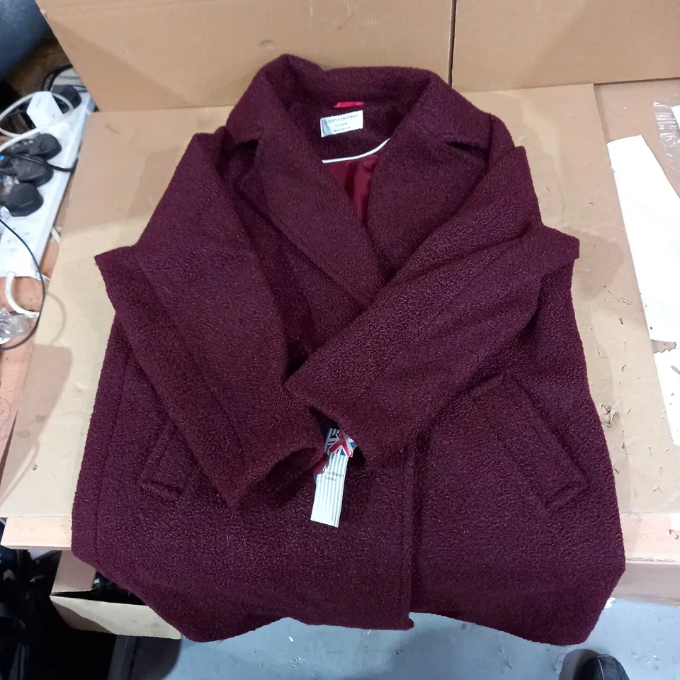 HELENE BERMAN BUGLE OVERSIZED COAT - WINE - SIZE 16