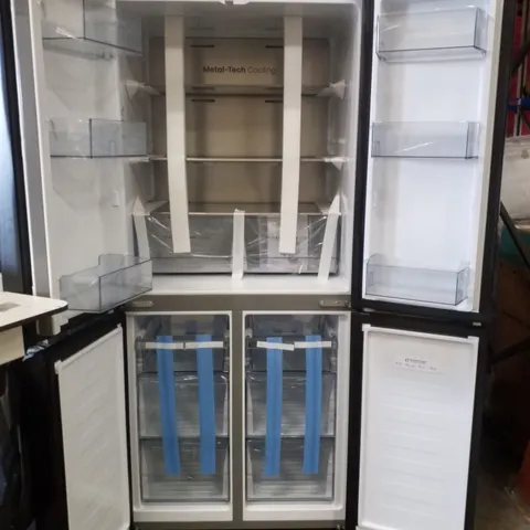 PUREFLAT RQ5P470SAFD 80CM WIDE FRIDGE FREEZER - BLACK STAINLESS STEEL - D RATED