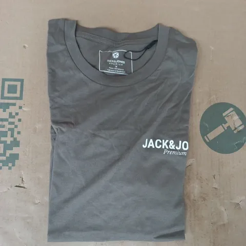 JACK & JONES PREMIUM SHORT SLEEVE T-SHIRT IN BROWN SIZE MEDIUM