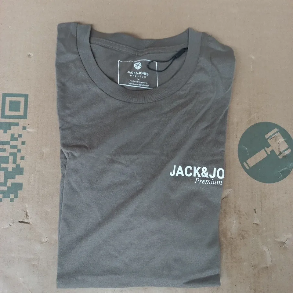 JACK & JONES PREMIUM SHORT SLEEVE T-SHIRT IN BROWN SIZE MEDIUM