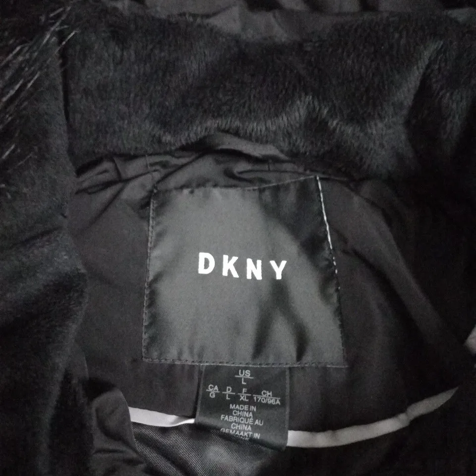 DKNY BLACK FUR-HOODED PUFFER COAT – WOMEN'S, (US L)