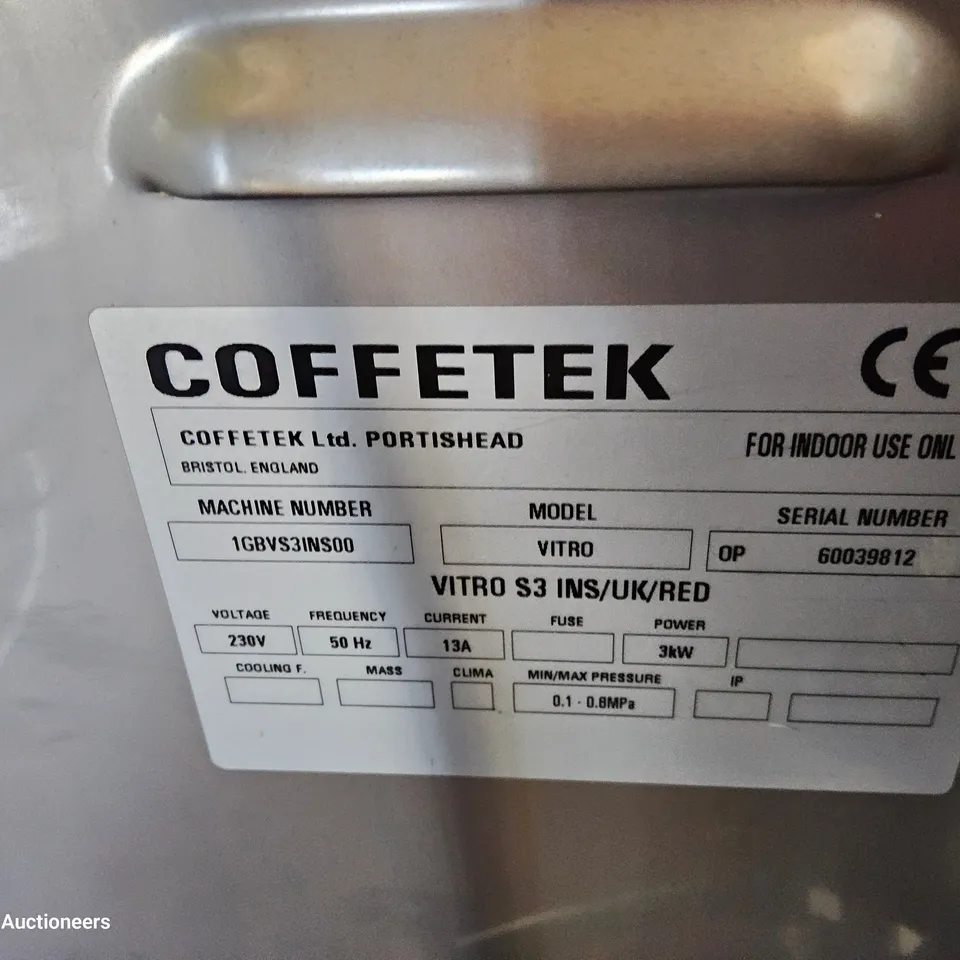 COFFEETEK VITRO S3 BEAN TO CUP COFFE MACHINE