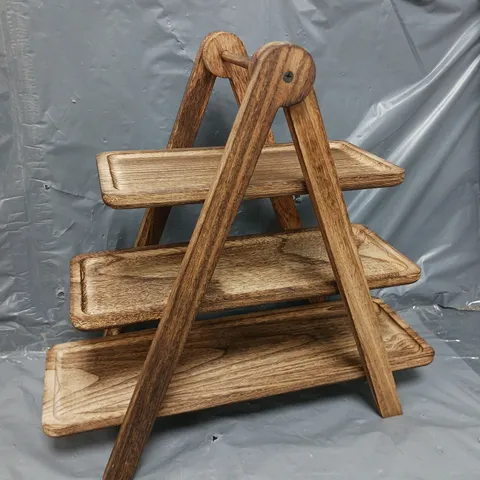 WOODEN TIERED SERVING TRAY