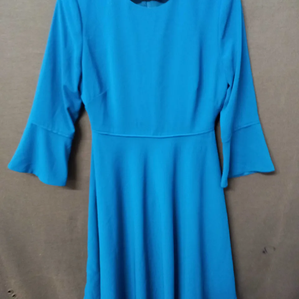 HOBBS LONDON HALF SLEEVE SHIRT DRESS IN BLUE - UK 12