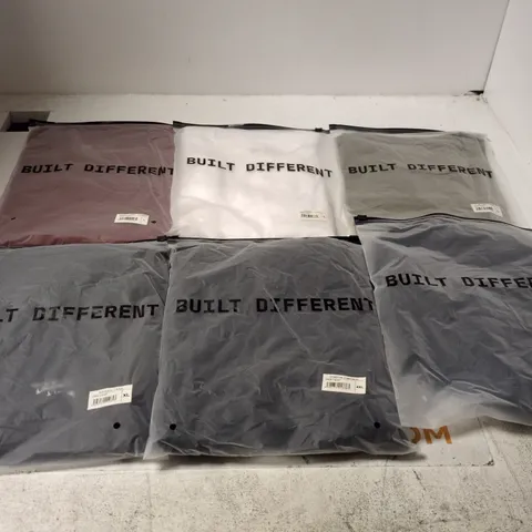 SET OF APPROXIMATELY 20 ASSORTED BUILT DIFFERENT T-SHIRTS/SHIRTS IN VARIOUS COLOURS AND SIZES