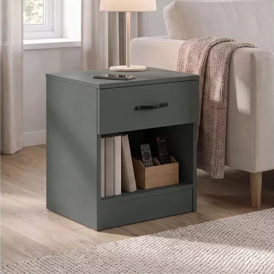 BOXED VIDA DESIGNS RIANO 1 DRAWER BEDSIDE CHEST - GREEN