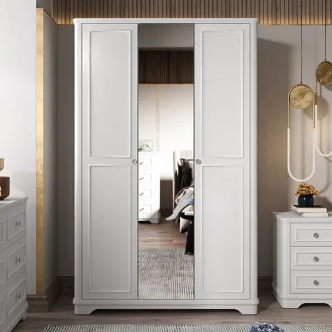 BOXED NESTOR 3 DOOR MANUFACTURED WOOD WARDROBE (2 BOXES)