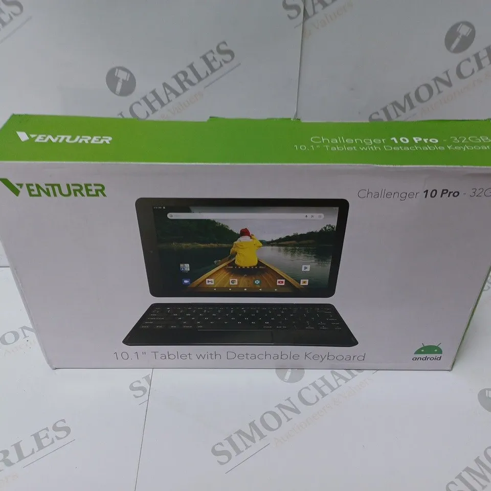 BRAND NEW BOXED VENTURER CHALLENGER 10 PRO 10.1" ANDROID TABLET WITH DETACHABLE KEYBOARD - BLACK 32GB