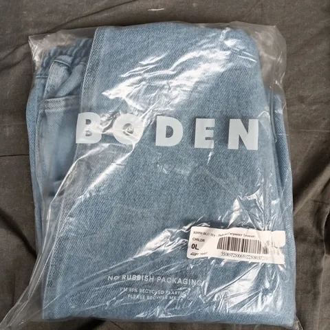 BAGGED BODEN BLUE PULL-ON CARPENTER TROUSERS, 11Y