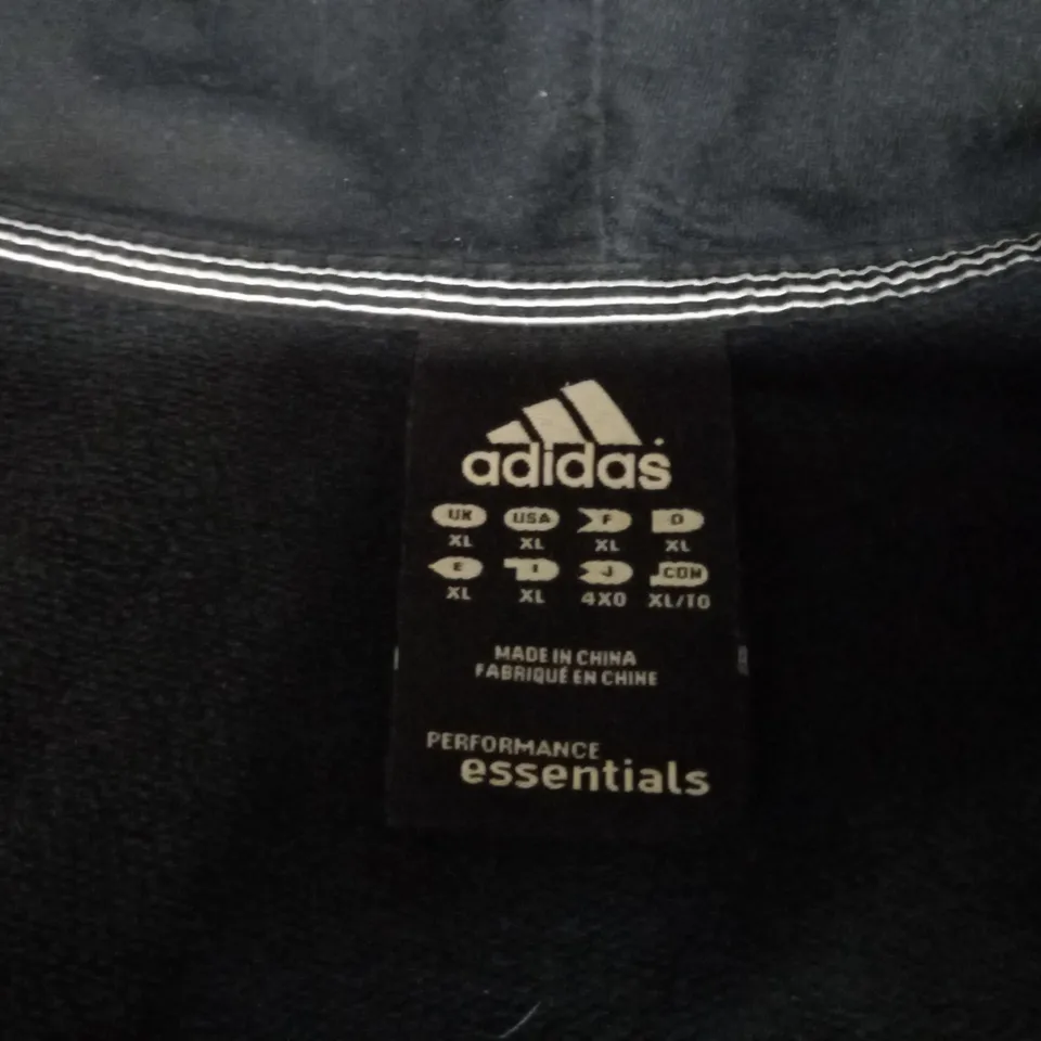 ADIDAS ZIP UP BLACK HOODIE - SIZE XL