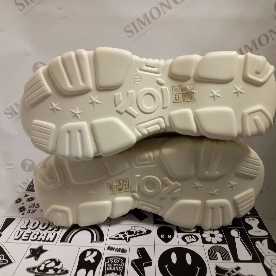 KOI VEGAN JINX WHITE MYSTIC CHARM TRAINERS - SIZE 6