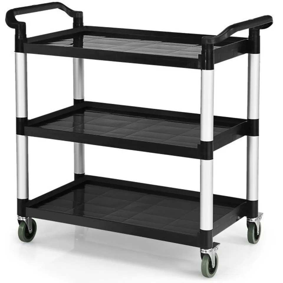 BOXED COSTWAY 3-TIER MULTIFUNCTIONAL UTILITY CART WITH FLEXIBLE WHEELS