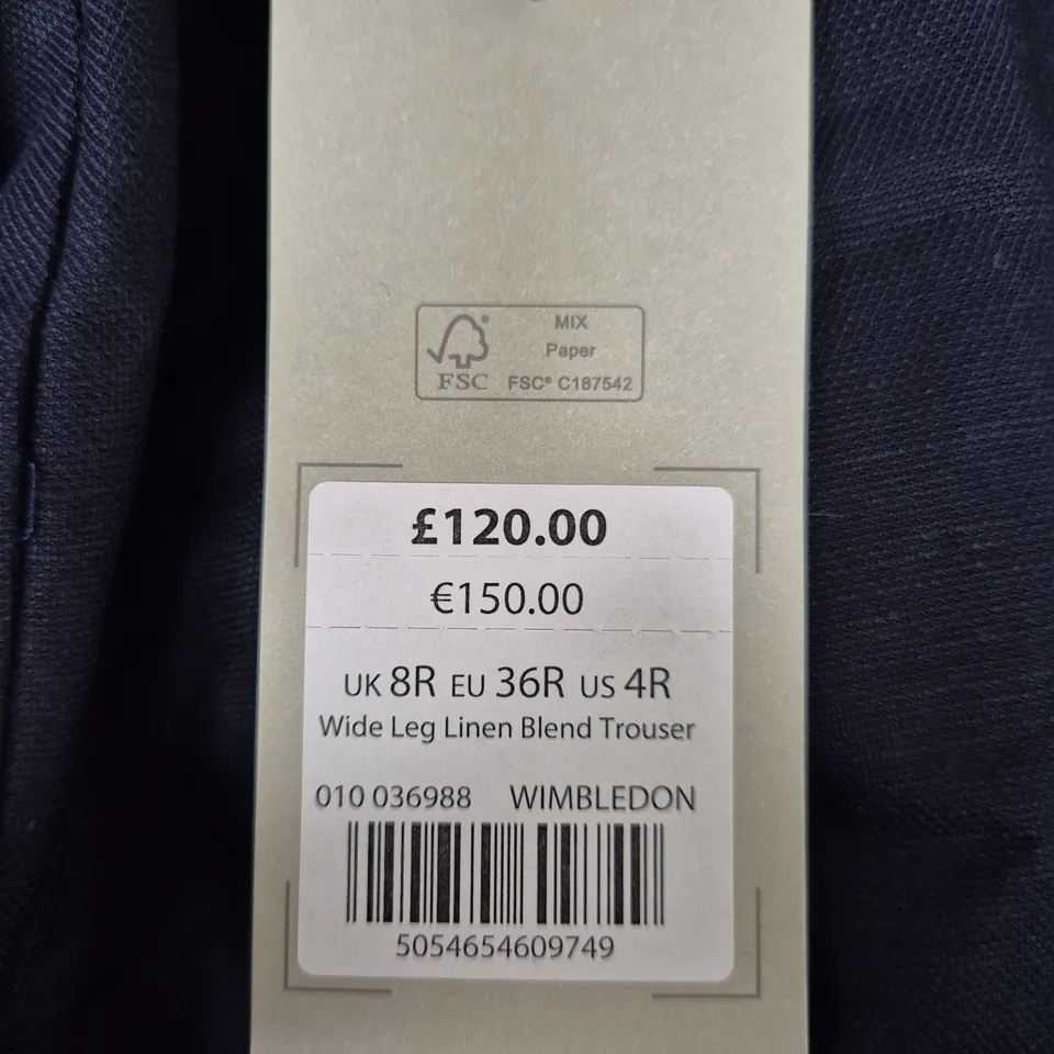 MINT VELVET WOMEN'S WIDE LEG LINEN BLEND TROUSERS - NAVY, UK 8R (EU 36R)
