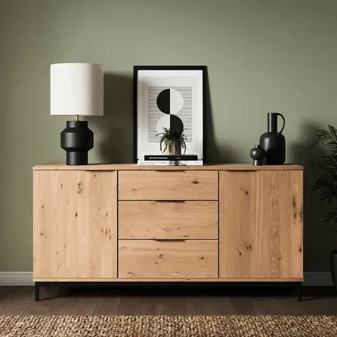 BOXED REYNOLDS LARGE SIDEBOARD - RUSTIC OAK EFFECT (2 BOXES)
