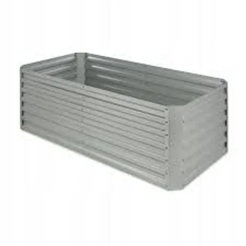 BOXED RAISED GARDEN BED, FLOWER BOX, PLANTER, HERB AND VEGETABLE BED, STEEL, 1.8 M, SILVER