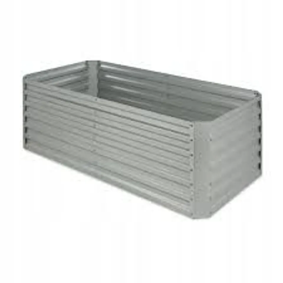 BOXED RAISED GARDEN BED, FLOWER BOX, PLANTER, HERB AND VEGETABLE BED, STEEL, 1.8 M, SILVER