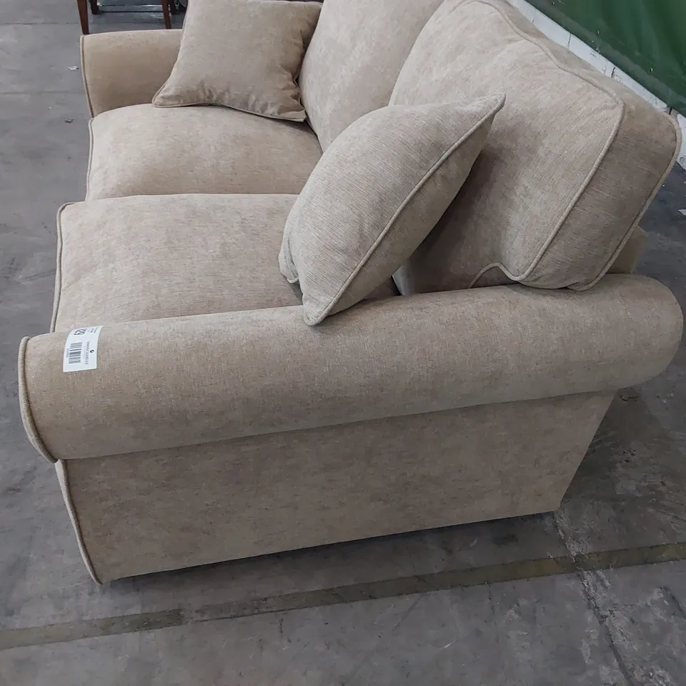 DESIGNER TWO SEATER SOFA FAWN FABRIC 