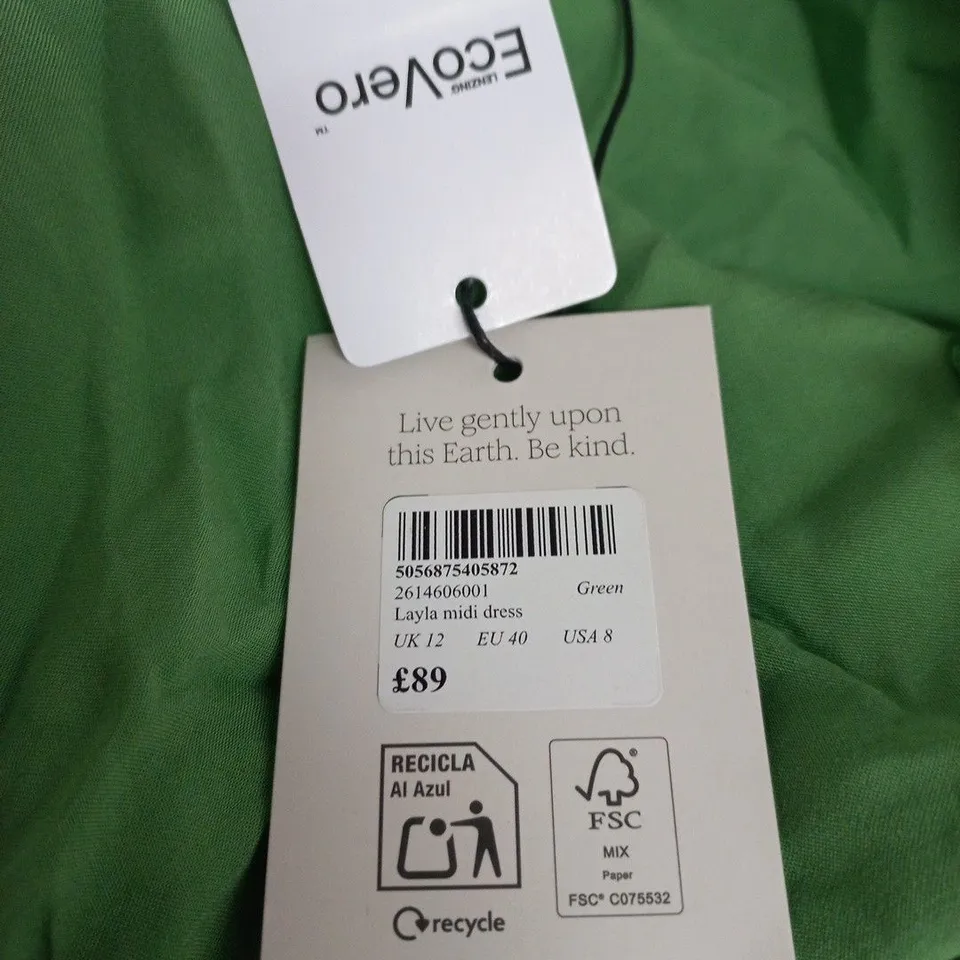 NOBODY'S CHILD LAYLA MIDI DRESS – GREEN, UK 12 (EU 40 – US 8), WITH TAGS
