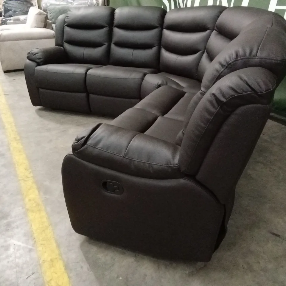 ROTHBURY LUXURY FAUX LEATHER HIGH BACK MANUAL RECLINER CORNER GROUP SOFA - CHOCOLATE RRP £1599