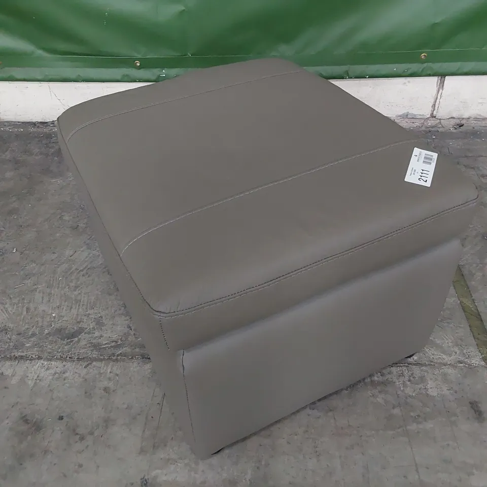 DESIGNER STORAGE FOOTSTOOL GREY LEATHER 