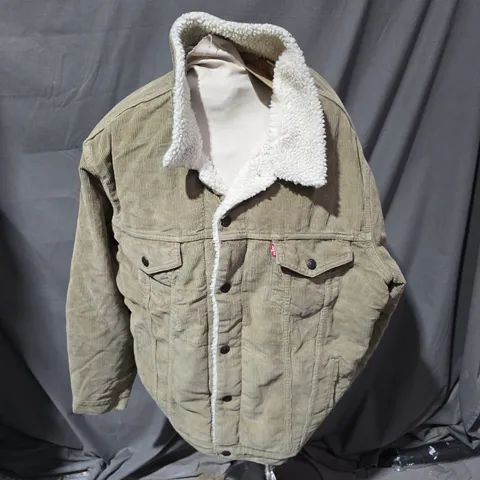 LEVI'S SHERPA-LINED CORDUROY JACKET – DARK SAND – SIZE L