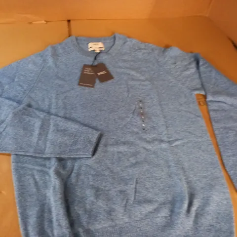 M&S EXTRA FINE LAMBSWOOL BLUE JUMPER - L