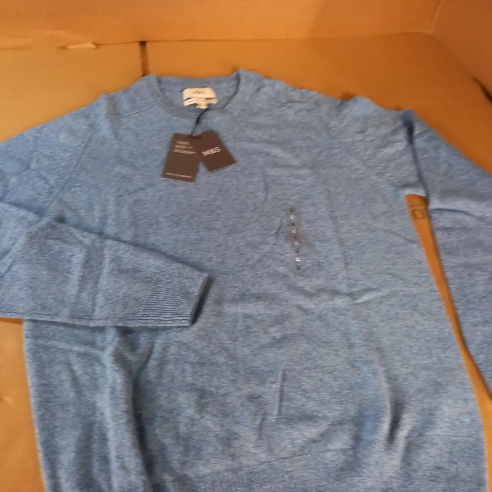 M&S EXTRA FINE LAMBSWOOL BLUE JUMPER - L