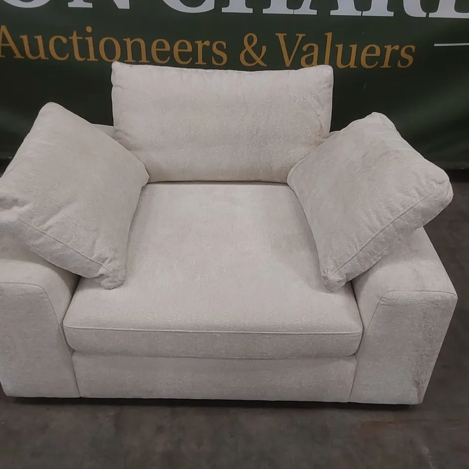 QUALITY DESIGNER MODSOFA CREAM FABRIC UPHOLSTERED LOVESEAT 