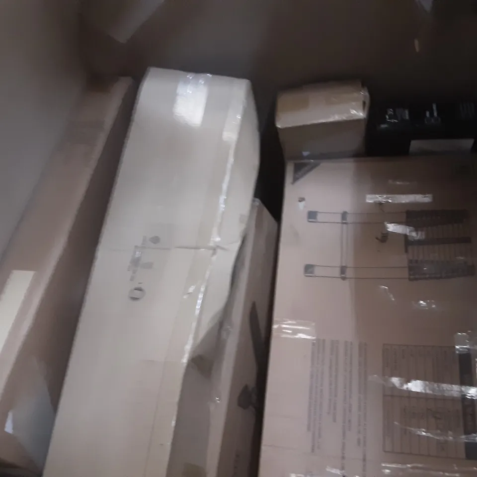 PALLET OF ASSORTED PRODUCTS INCLUDING AMAGABELI FIRE PIT, AMAGABELI FIREPLACE TOOL SET, WOLFWISE, PERLECARE WORKOUT BENCH, COMPUTER DESK 