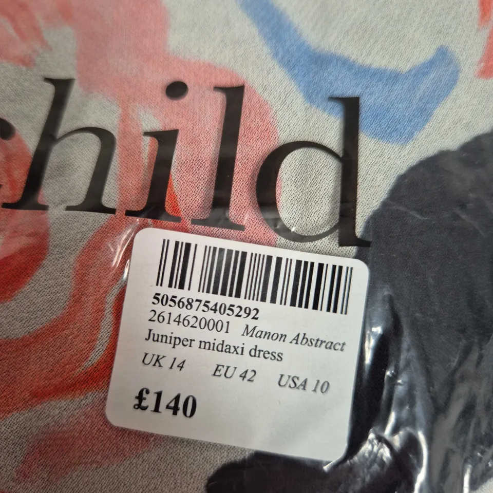 NOBODY'S CHILD MANON ABSTRACT JUNIPER MIDAXI DRESS – UK 14