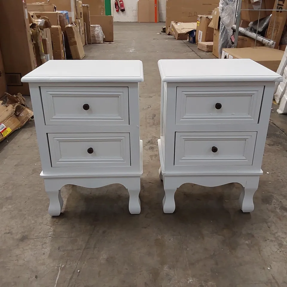BOXED PENTILLIE MANUFACTURED WOOD + SOLID WOOD BEDSIDE TABLES - SET OF 2, WHITE (1 BOX)