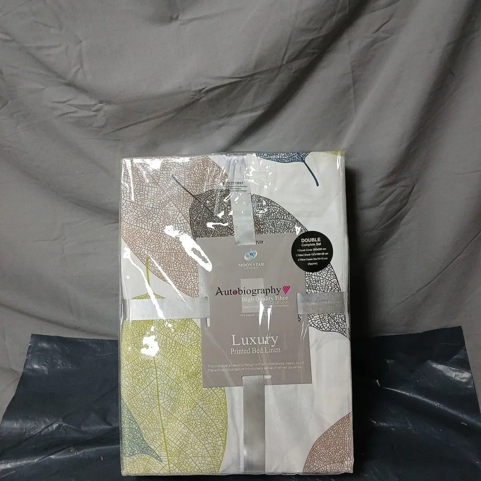 MOON STAR AUTOBIOGRAPHY LUXURY PRINTED BED LINEN DOUBLE COMPLETE SET 