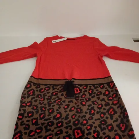 FABER WOMAN KNITWEAR RED/MULTI PATTERN DRESS UK 14 TAGGED