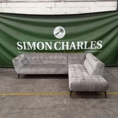 QUALITY DESIGNER MONTREAL GREY VELVET CORNER GROUP SOFA